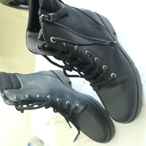 Black Lace-Up Ankle Boots